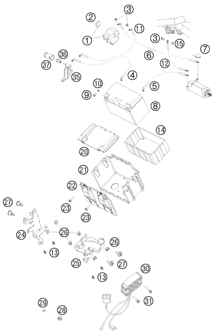 Sprängskiss: Battery – KTM 990 ADVENTURE R 2010