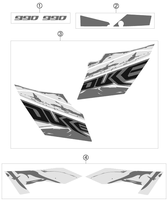 Sprängskiss: Decal – KTM 990 SUPER DUKE OLIVE-ME. 2010