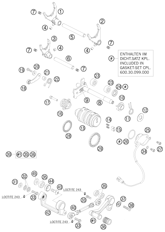 Sprängskiss: Shifting Mechanism – KTM 990 SUPER DUKE ORANGE 2010