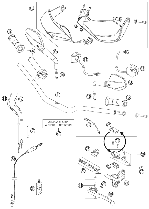 Sprängskiss: Handlebar, Controls – KTM 990 SUPERMOTO T LIM. EDIT. 10