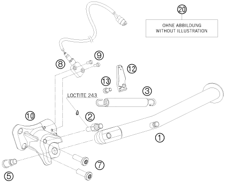 Sprängskiss: Side / Center Stand – KTM 990 SUPERMOTO T LIM. EDIT. 10