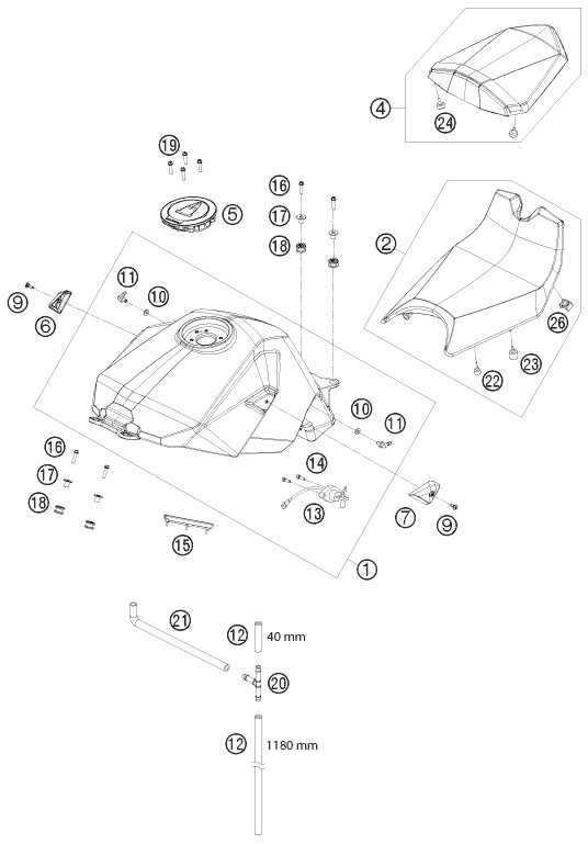 Sprängskiss: Tank, Seat – KTM 1190 RC8 BLACK 2010