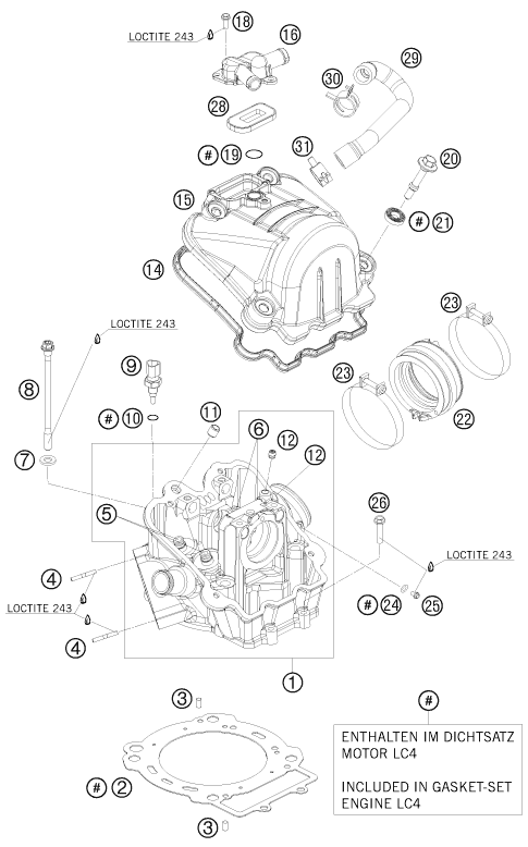 Sprängskiss: Cylinder Head – KTM 690 Enduro 2010