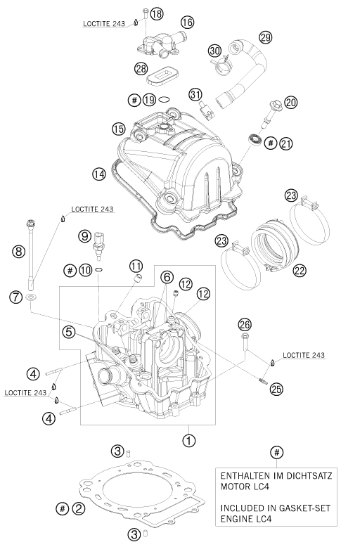 Sprängskiss: Cylinder Head – KTM 690 SMC 2010