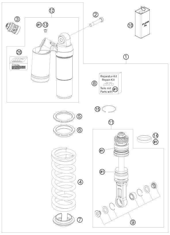 Sprängskiss: Shock Absorber – KTM 690 DUKE BLACK 2010