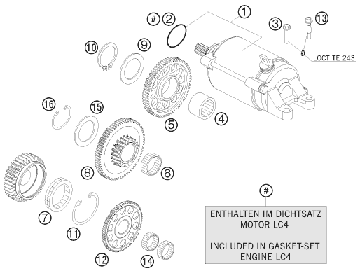 Sprängskiss: Electric Starter – KTM 690 DUKE R 2010