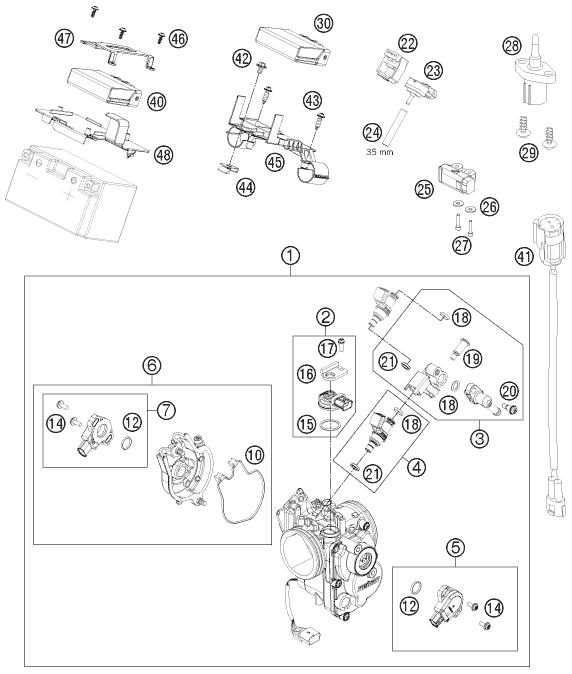 Sprängskiss: Throttle Body – KTM 690 DUKE R 2010