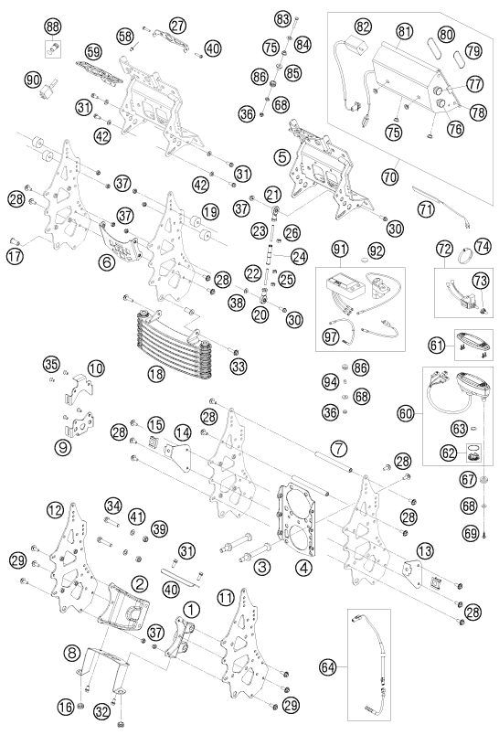 Sprängskiss: Instruments / Lock System – KTM 690 RALLY FACTORY REPLICA