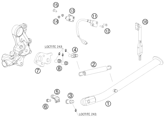 Sprängskiss: Side / Center Stand – KTM 690 ENDURO R 2010