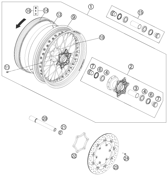 Sprängskiss: Front Wheel – KTM 690 SMC 2010