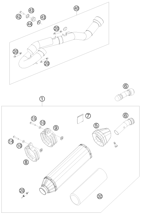 Sprängskiss: Exhaust System – KTM 250 SX-F FACT.REPL.MUSQ. ED 10
