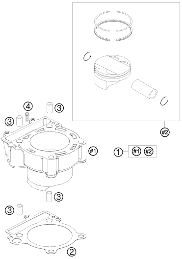 Sprängskiss: Cylinder – KTM 250 EXC-F 2011