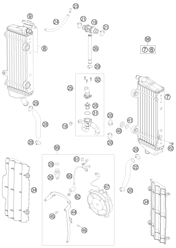 Sprängskiss: Cooling System – KTM 250 EXC-F 2011