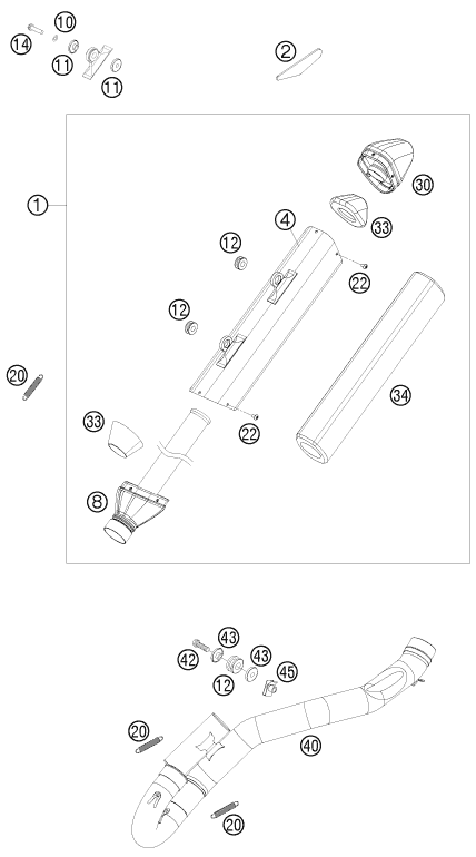 Sprängskiss: Exhaust System – KTM 450 SX-F 2010