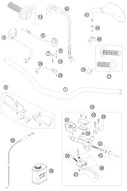Sprängskiss: Handlebar, Controls – KTM 400 EXC 2010
