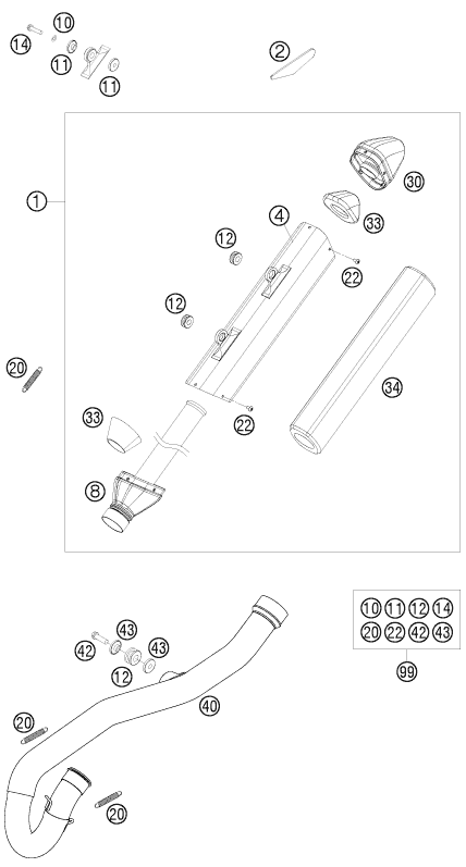 Sprängskiss: Exhaust System – KTM 250 XCF-W 2010