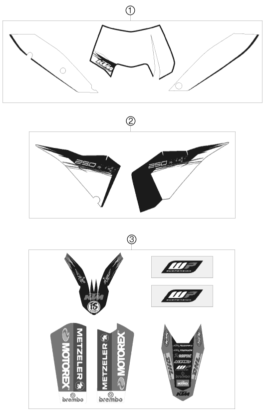 Sprängskiss: Decal – KTM 250 EXC-F 2010