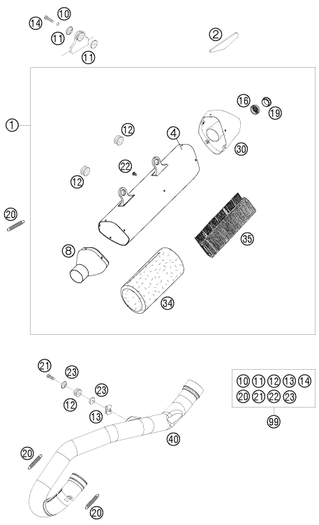 Sprängskiss: Exhaust System – KTM 400 XC-W 2010