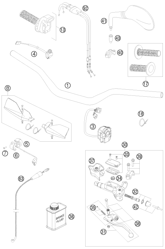 Sprängskiss: Handlebar, Controls – KTM 530 EXC 2010