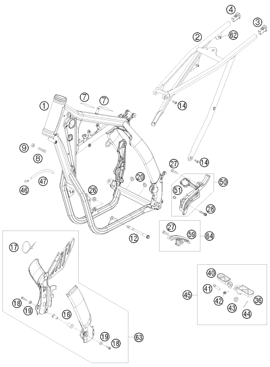 Sprängskiss: Frame – KTM 530 XC-W 2010