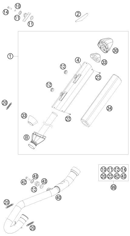 Sprängskiss: Exhaust System – KTM 530 XC-W 2010