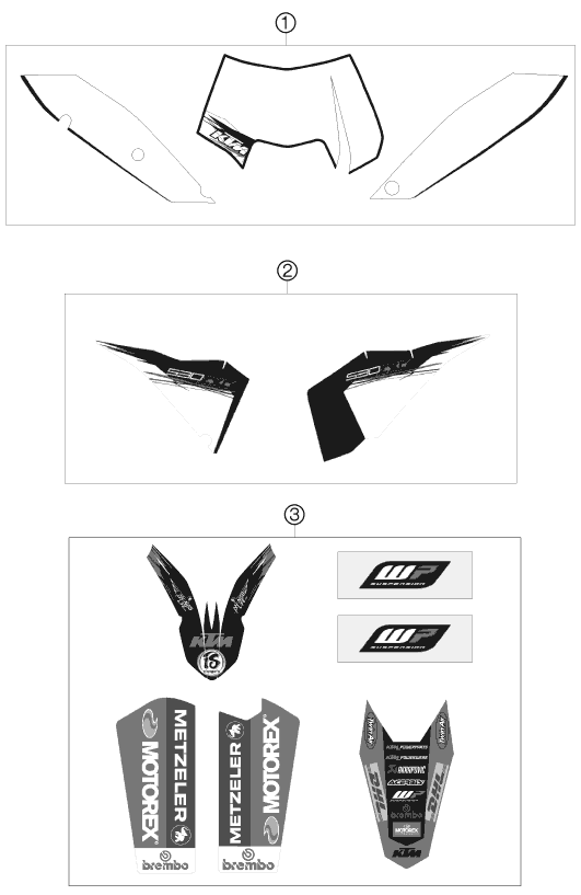 Sprängskiss: Decal – KTM 530 EXC 2010