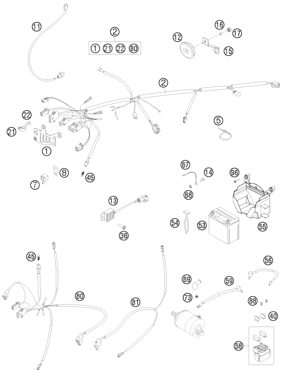 Sprängskiss: Wiring Harness – KTM 530 EXC 2011