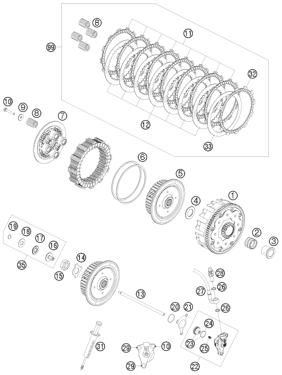 Sprängskiss: Clutch – KTM 530 XC-W 2010
