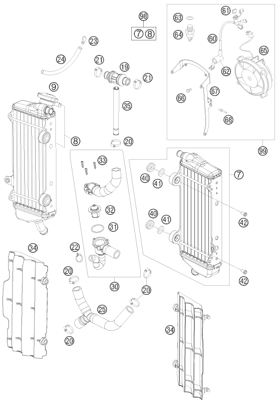 Sprängskiss: Cooling System – KTM 530 XC-W 2010