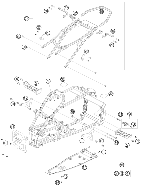 Sprängskiss: Frame – KTM 525 XC ATV 2010