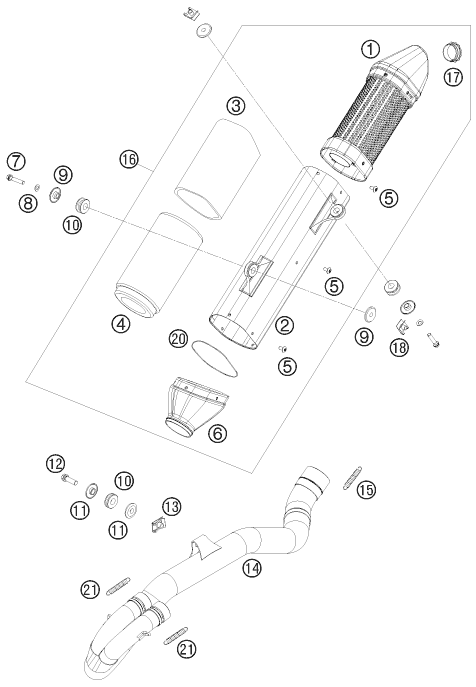 Sprängskiss: Exhaust System – KTM 525 XC ATV 2010