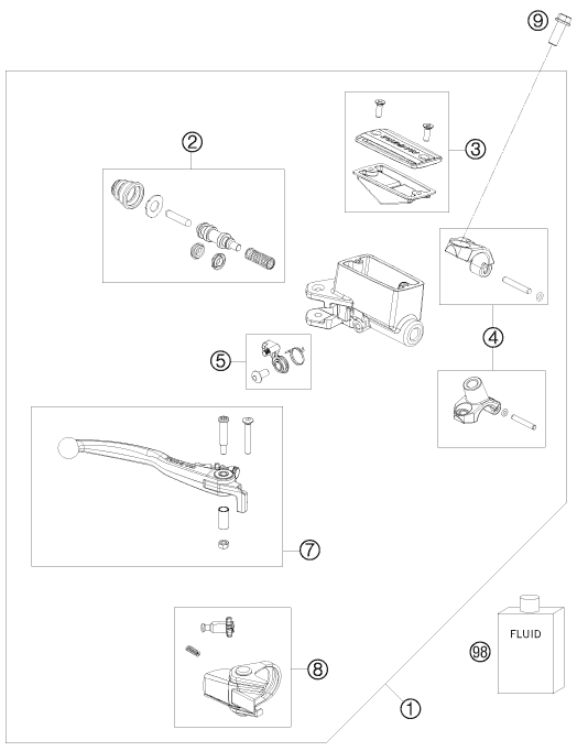 Sprängskiss: Front Brake Control – KTM 450 SX ATV 2010