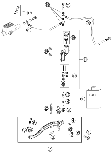 Sprängskiss: Rear Brake Control – KTM 525 XC ATV 2010