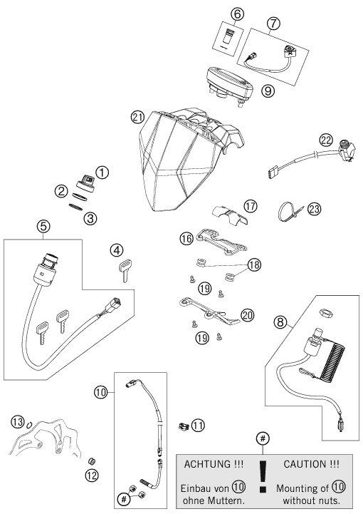 Sprängskiss: Instruments / Lock System – KTM 525 XC ATV 2010