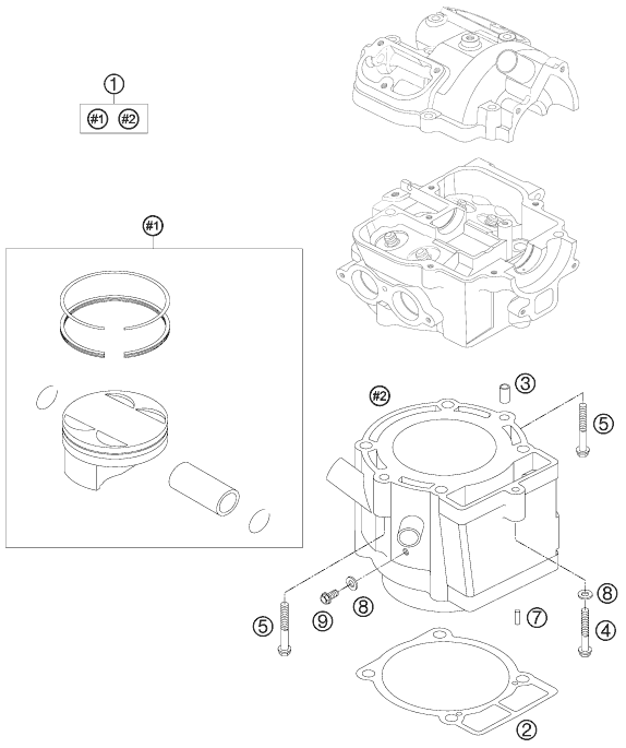 Sprängskiss: Cylinder – KTM 450 XC ATV 2010