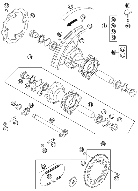 Sprängskiss: Rear Wheel – KTM 85 SX 17/14 2011