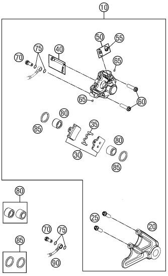 Sprängskiss: Rear Brake Caliper – KTM 85 SX 17/14 2011