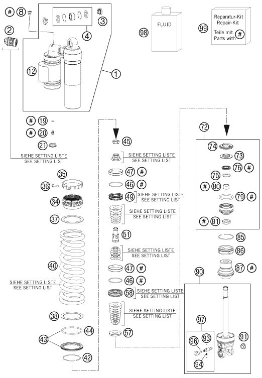 Sprängskiss: Shock Absorber Disassembled – KTM 150 XC 2011