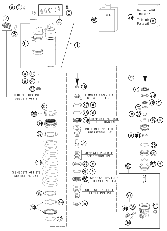 Sprängskiss: Shock Absorber Disassembled – KTM 125 SX 2011