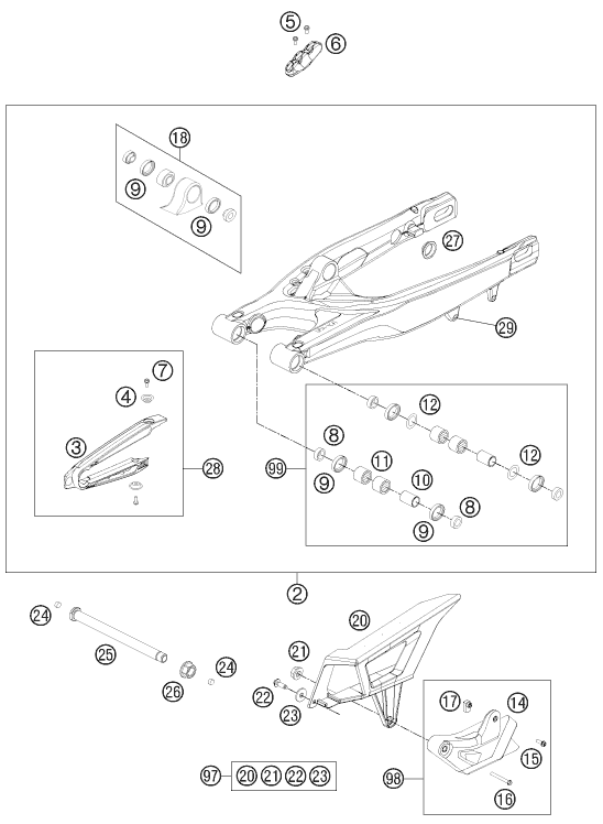 Sprängskiss: Swing Arm – KTM 200 EXC 2011