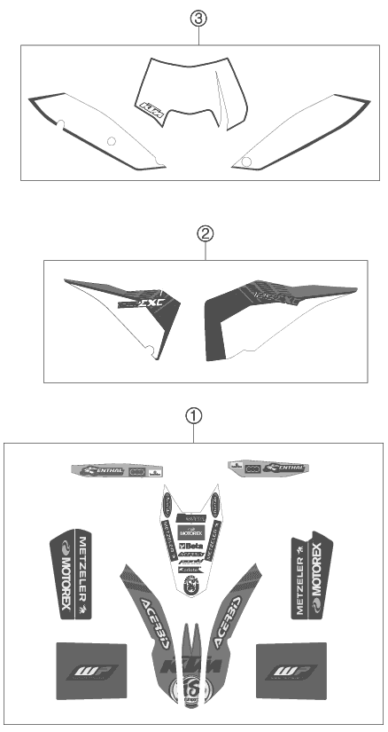 Sprängskiss: Decal – KTM 125 EXC FACTORY EDIT. 2011