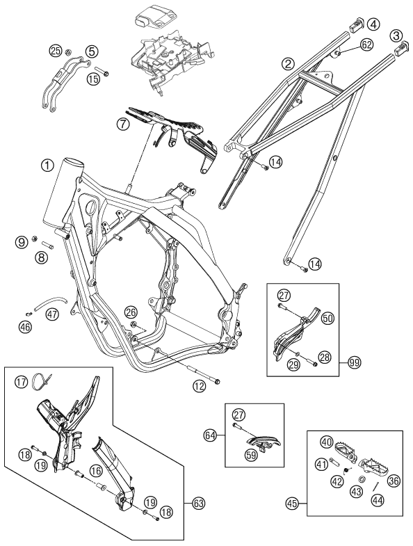 Sprängskiss: Frame – KTM 125 SX 2011