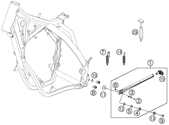Sprängskiss: Side / Center Stand – KTM 150 XC 2011