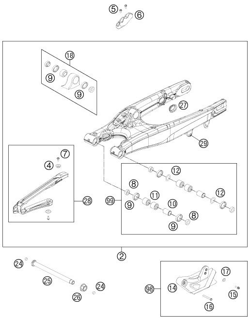Sprängskiss: Swing Arm – KTM 125 SX 2011