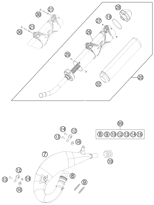 Sprängskiss: Exhaust System – KTM 150 SX 2013