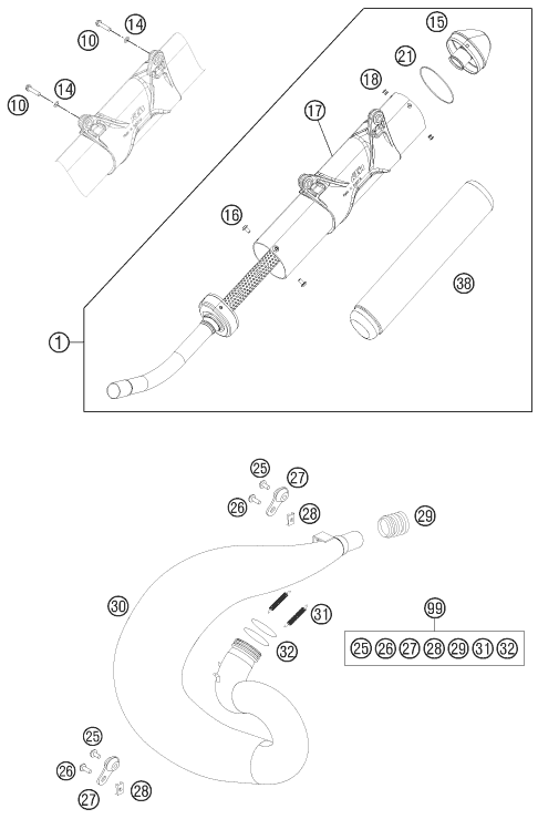 Sprängskiss: Exhaust System – KTM 150 XC 2011