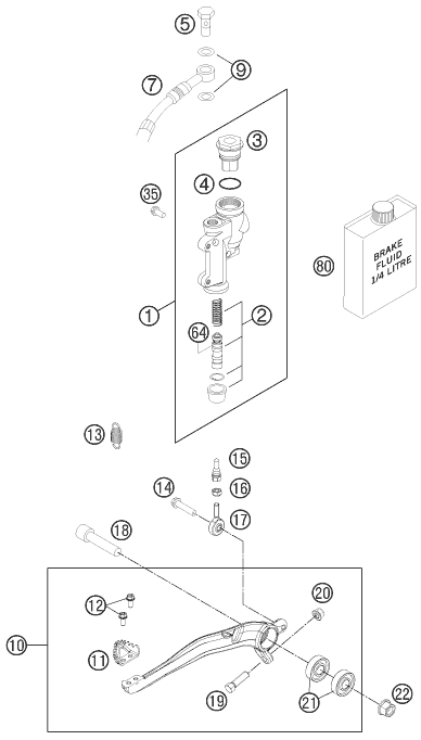 Sprängskiss: Rear Brake Control – KTM 125 SX 2011