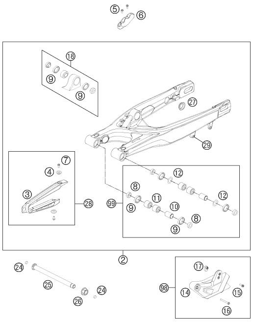 Sprängskiss: Swing Arm – KTM 300 XC-W 2011