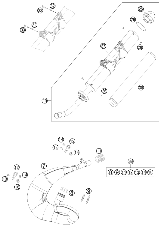 Sprängskiss: Exhaust System – KTM 200 XC-W 2011