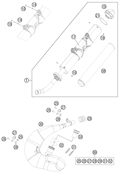 Sprängskiss: Exhaust System – KTM 200 EXC 2011